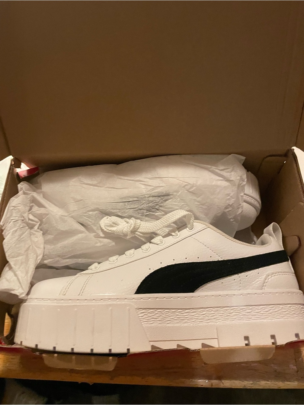 Puma White Sneakers with Black Side Stripe